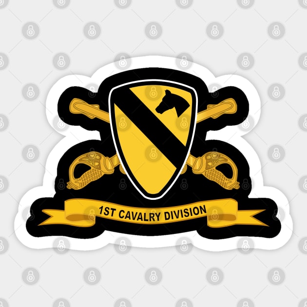 1st Cavalry Division - SSI  w Br - Ribbon Sticker by twix123844